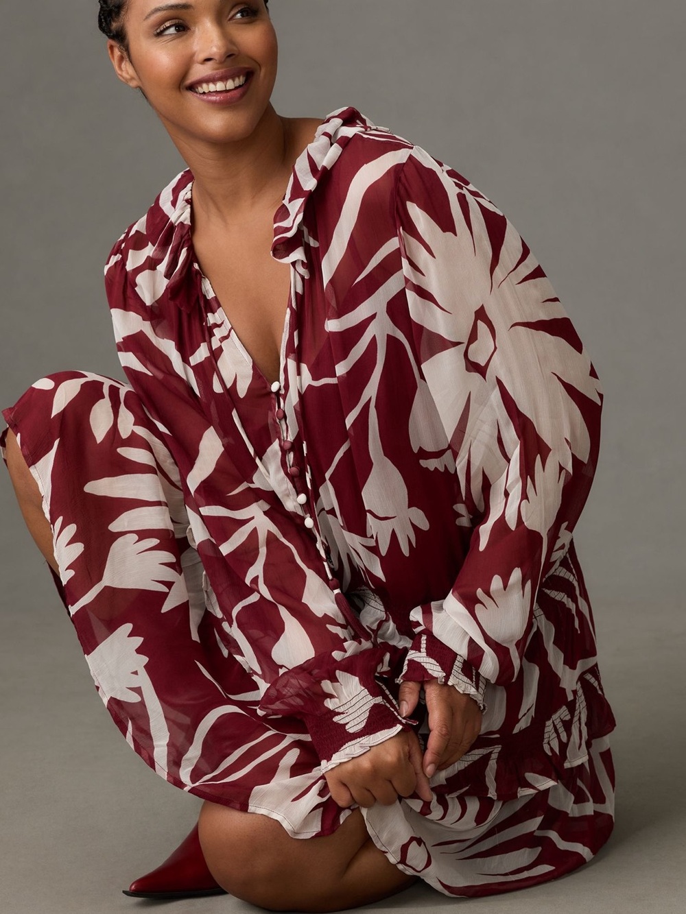 Anthropologie Marais Printed Chiffon Mini Dress - Picture 4 of 16